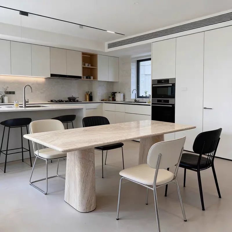 The Versailles Monolith: French Style Natural Travertine Dining Table