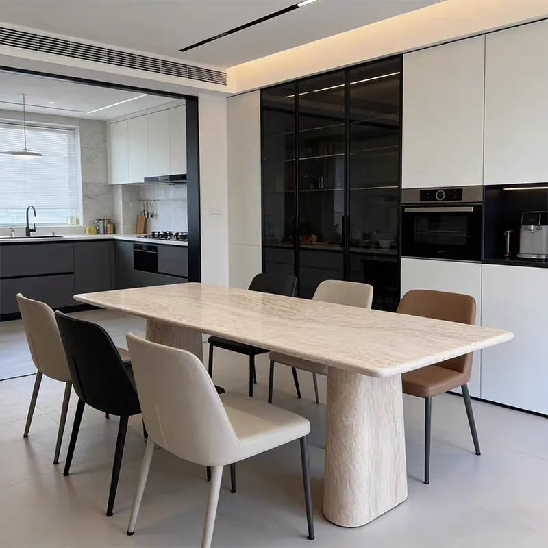 The Versailles Monolith: French Style Natural Travertine Dining Table