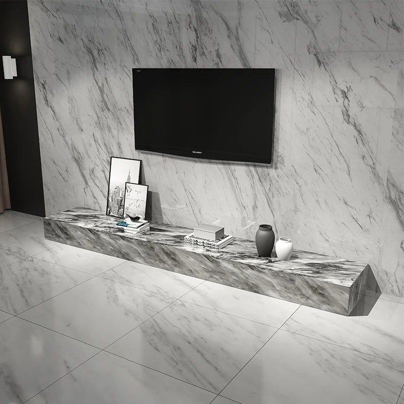 The Monolithic Horizon: Natural Marble TV Stand