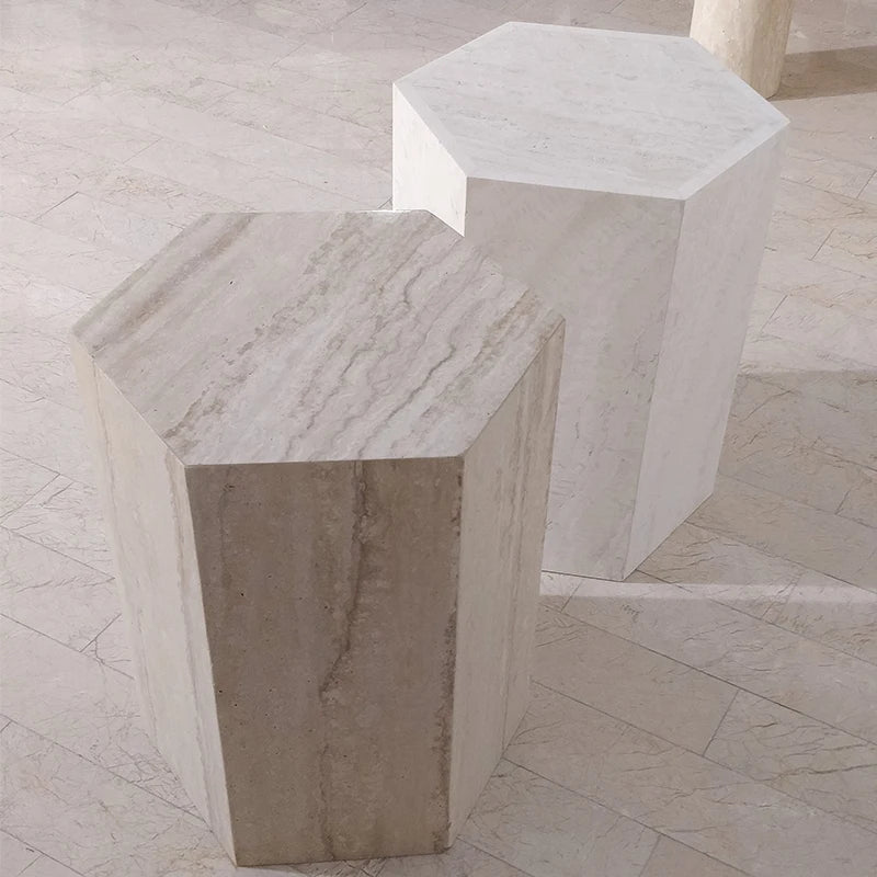 The Hexagon: Monolithic Natural Marble Side Table