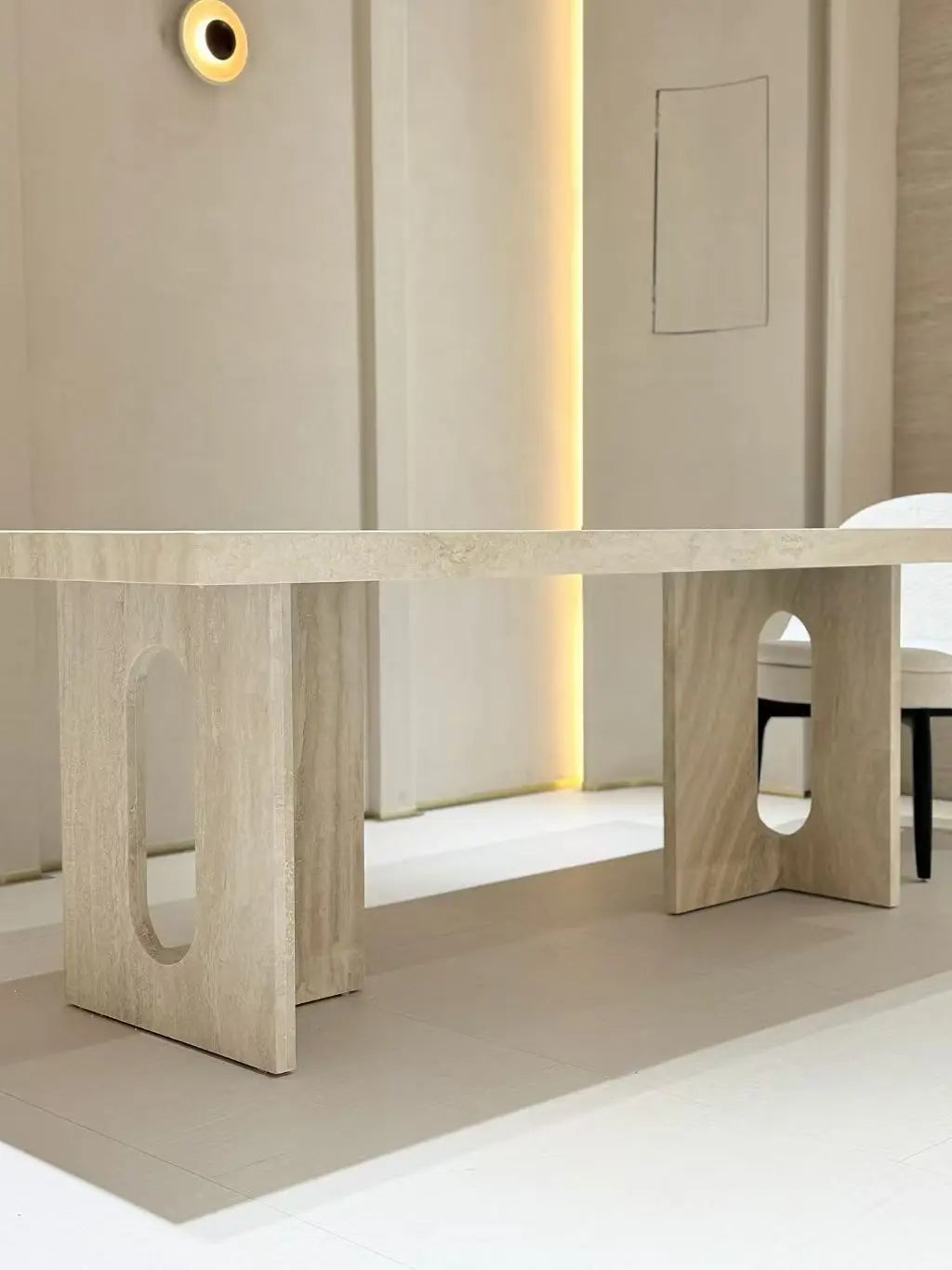 The Coliseum: 200cm Monolithic Imported Natural Travertine Dining Table