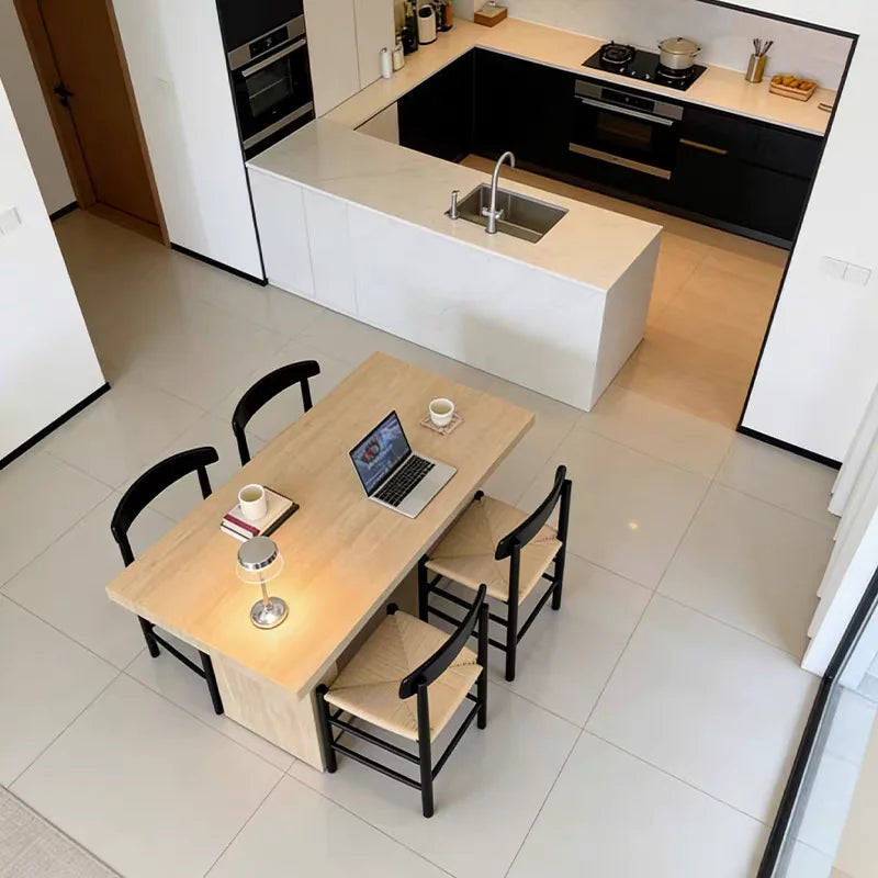 The Industrial Monolith: Rectangular Natural Travertine Dining Table - Natural Travertine Stone Furniture - Monolithic Design - One Stone One Picture - Luxury Marble Home (View 3)