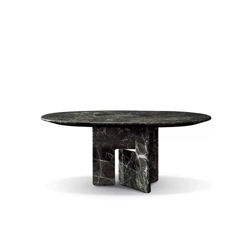 The Meridian: Monolithic Verde Alpi Marble Round Dining Table