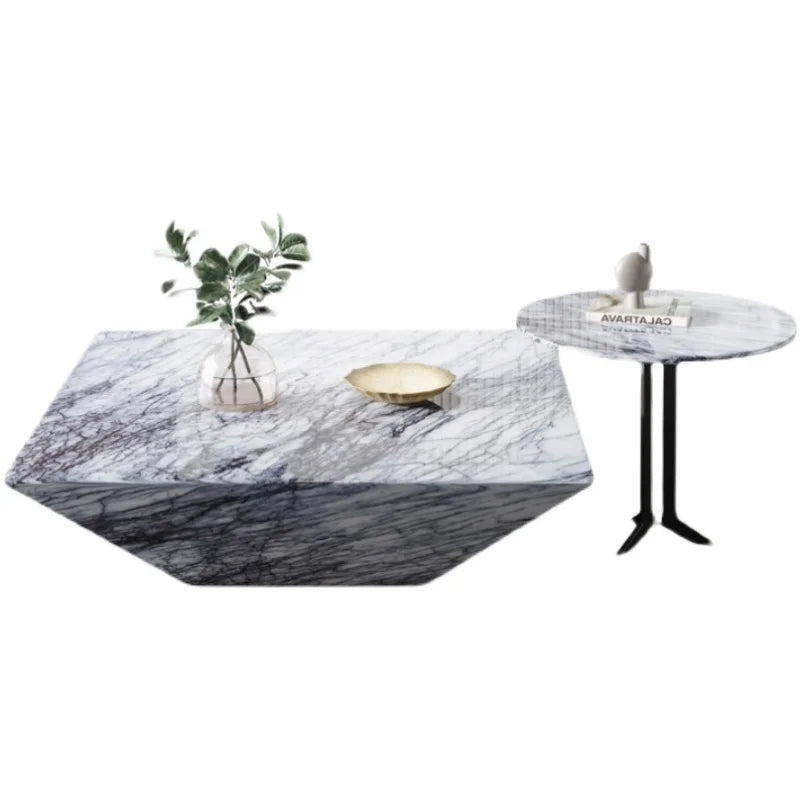 The Frost Blossom: Natural Xiangxuemai Marble Square Coffee Table
