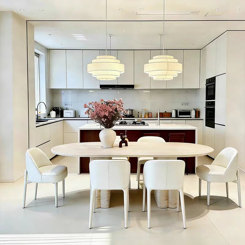 The Corinthian Oval: Imported Natural Travertine Dining Table