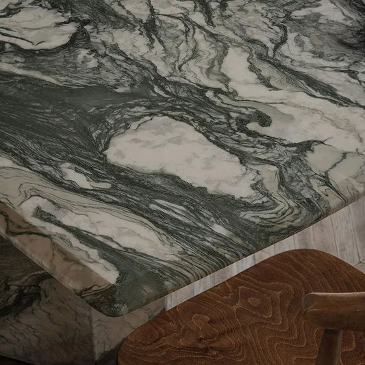 The Sculptural Landscape: Purple Landscape Marble Rectangular Dining Table