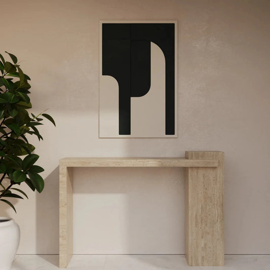 Brixton 55 inch Beige Travertine Natural Marble Console Table - Architectural Natural Stone Furniture | LuxuryMarbleHome