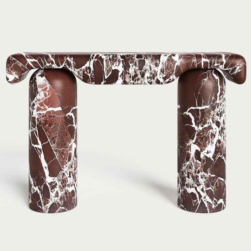LuxuryMarbleHome | Rosso Levanto 59" Luxury Red Marble Console Table - Deep Cherry Stone Entryway | 1