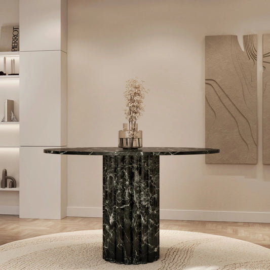 Lorenzo Verde Levanto 51 inch Round Marble Dining Table - High-End Green Stone - Architectural Natural Stone Furniture | LuxuryMarbleHome