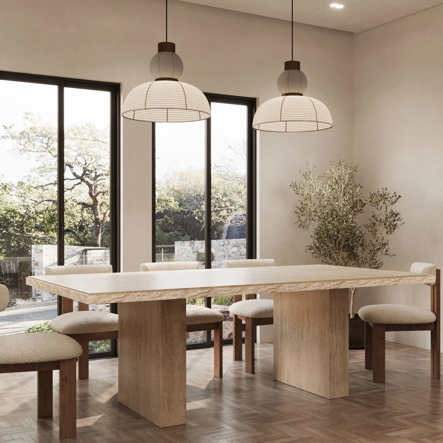 LuxuryMarbleHome | Rosa 79" Natural Edge Travertine Dining Table - Raw Organic Luxury | 1