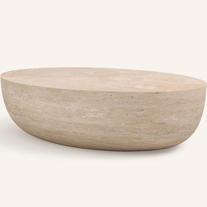 LuxuryMarbleHome | Splash Ink 47" Natural Travertine Coffee Table - Oval Center Table | 1