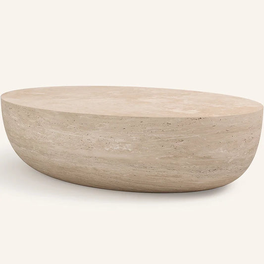 LuxuryMarbleHome | Splash Ink 47" Natural Travertine Coffee Table - Oval Center Table | 1
