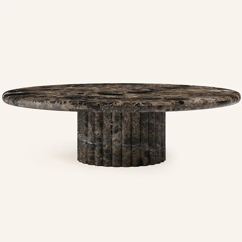 LuxuryMarbleHome | Volakas White 39" Round Marble Coffee Table - Modern Greek Stone Centerpiece | 1