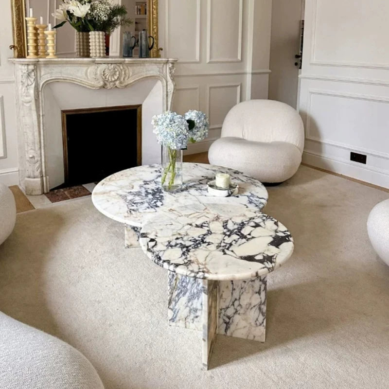 The Bulgari Monolith - Natural Marble & Travertine Nested Side Tables - Architectural Natural Stone Furniture | LuxuryMarbleHome