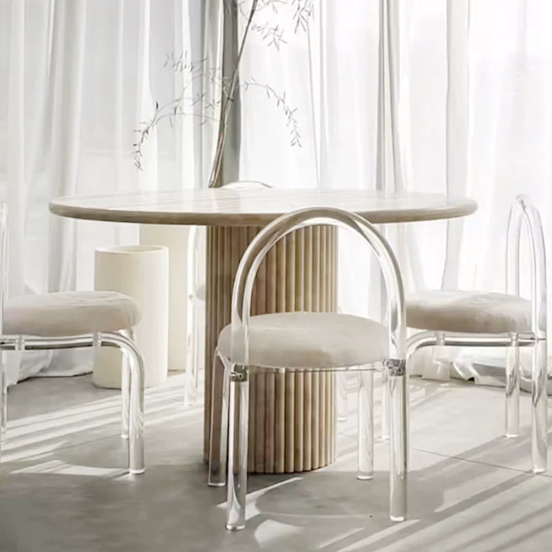 The Nordic Travertine Monolith Cream Stone Round Dining Table - Luxury Natural Stone | Worldwide Shipping Available - Architectural Natural Stone Furniture | LuxuryMarbleHome